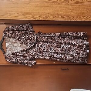 Time and Tru Leopard Wrap Dress Sz L NWT